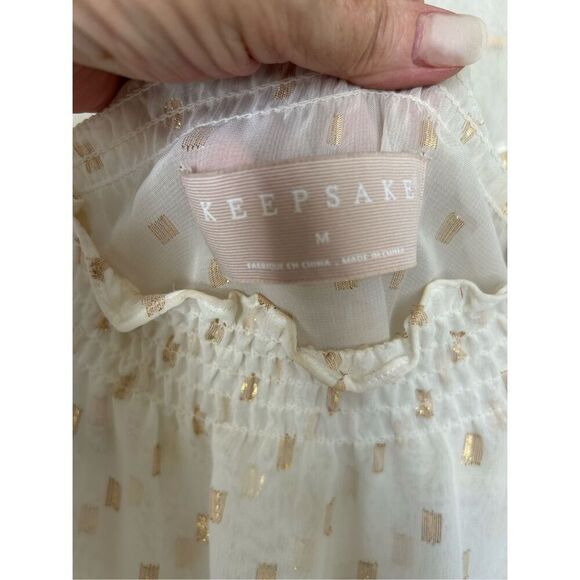 Keepsake the Label White Sheer Blouse with Gold Metallic Accents – Size M - Picture 3 of 10